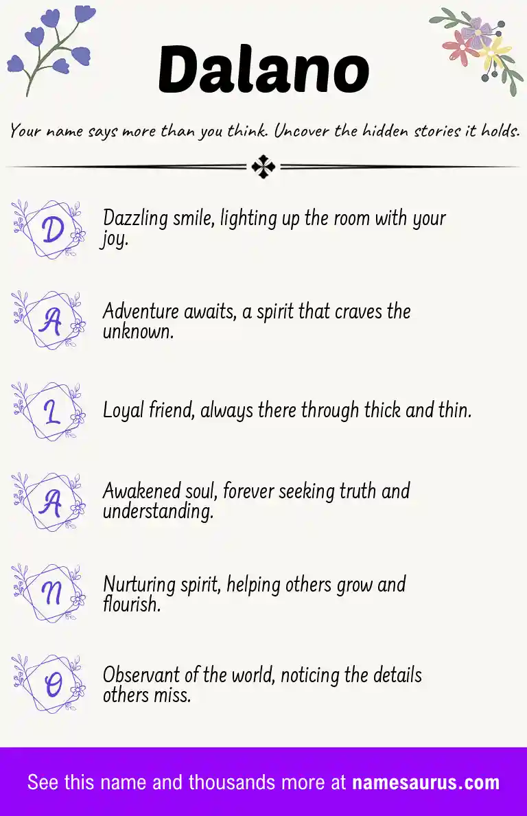 Acrostic poem about Dalano.
