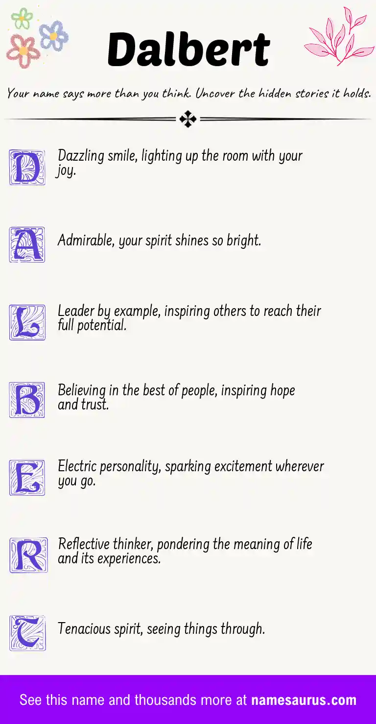 Acrostic poem about Dalbert.