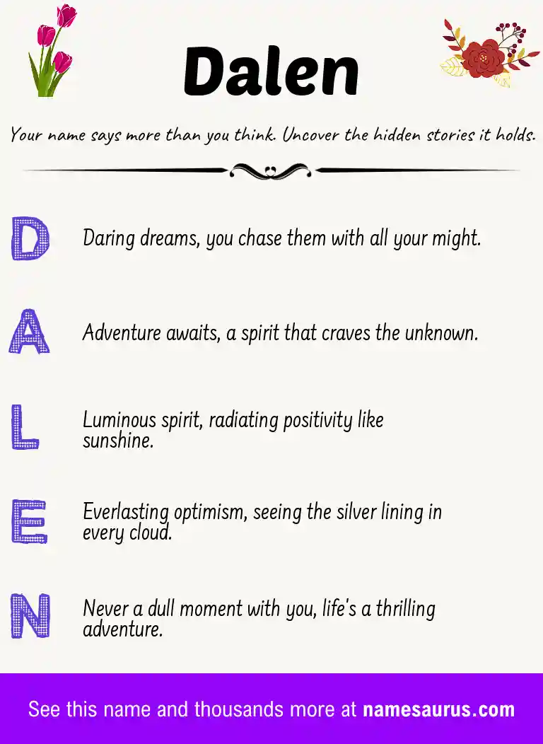 Acrostic poem about Dalen.