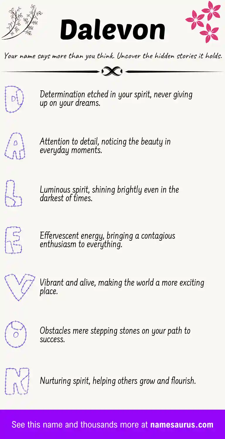 Acrostic poem about Dalevon.