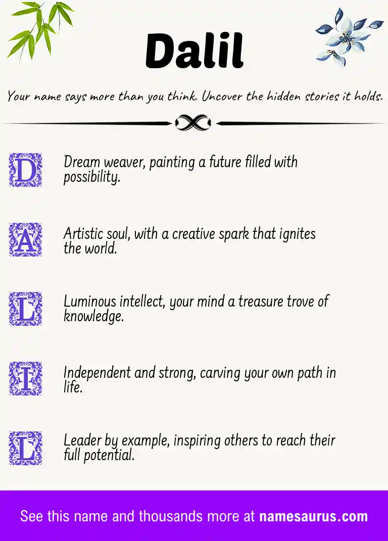 Acrostic poem about Dalil.