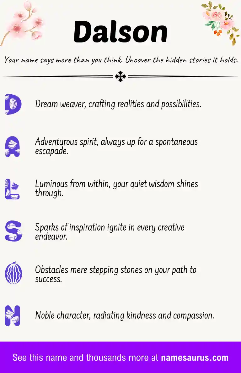 Acrostic poem about Dalson.