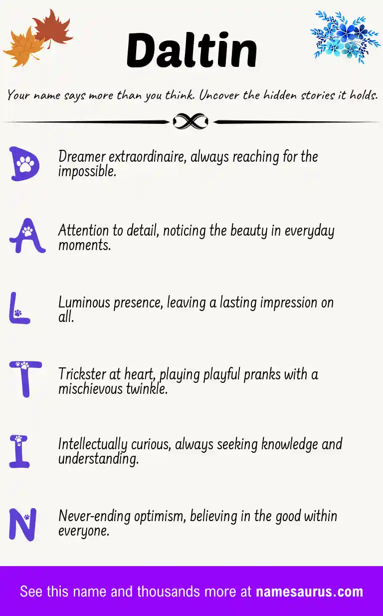 Acrostic poem about Daltin.
