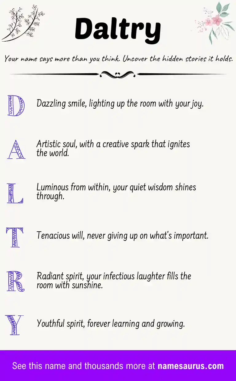 Acrostic poem about Daltry.