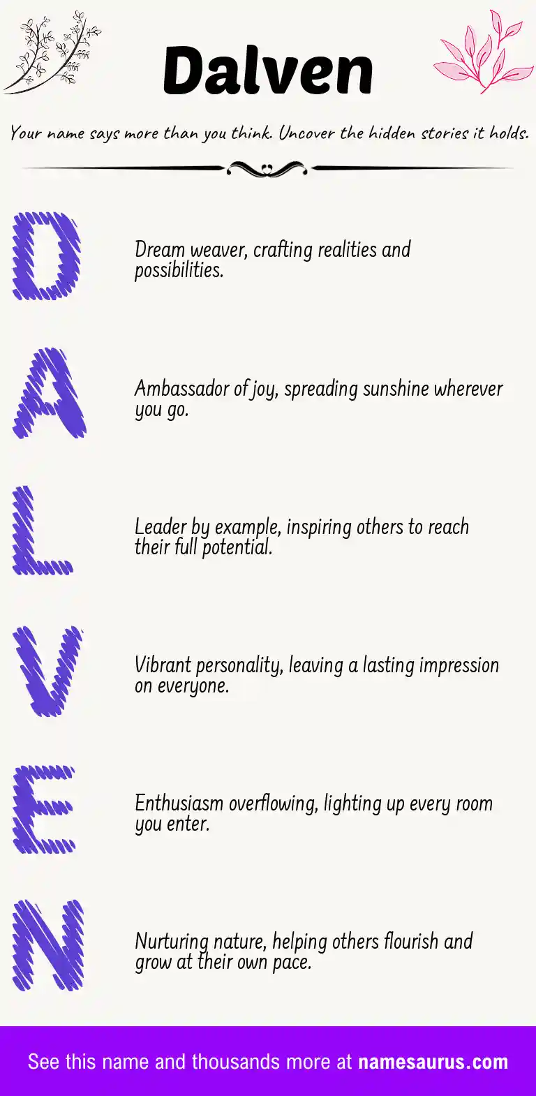 Acrostic poem about Dalven.