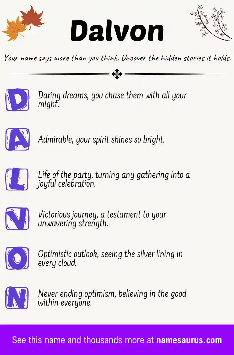 Acrostic poem about Dalvon.