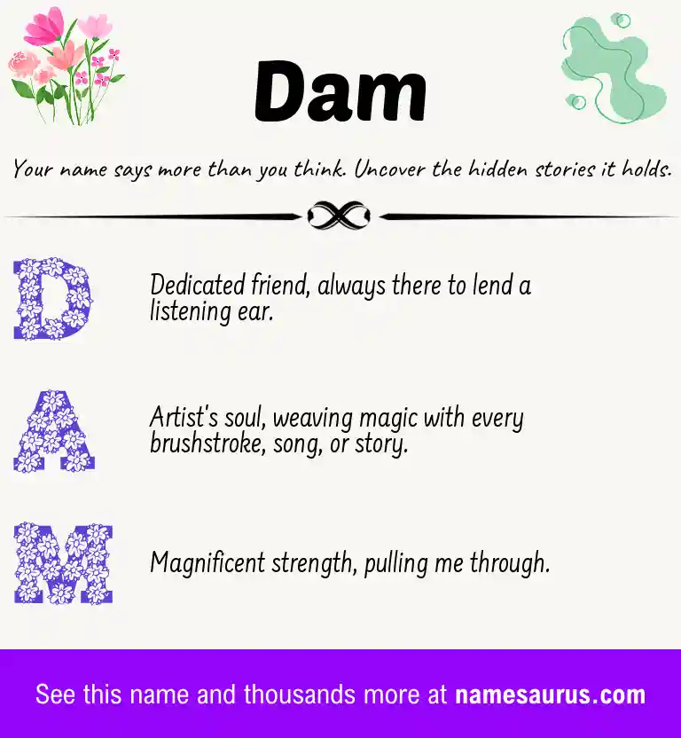 Acrostic poem about Dam.