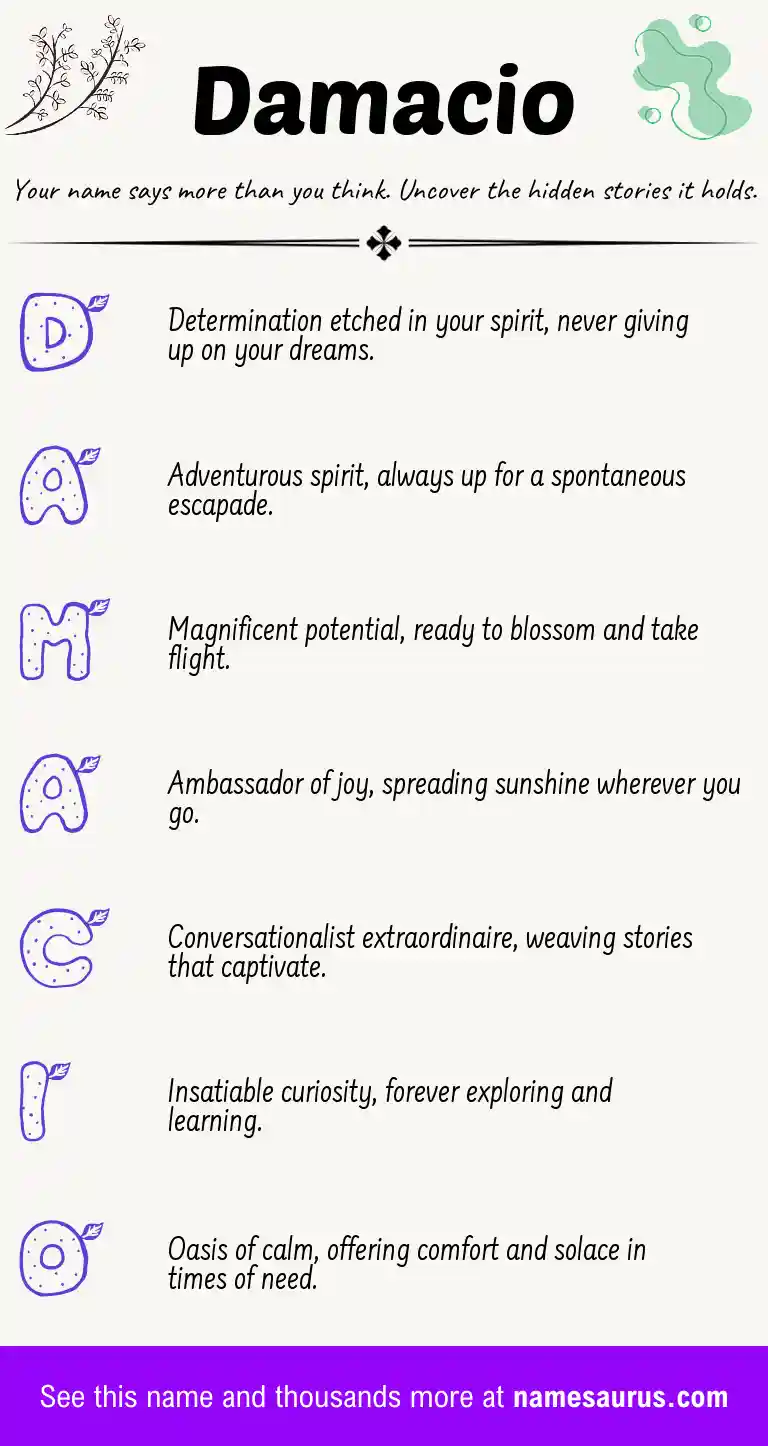 Acrostic poem about Damacio.