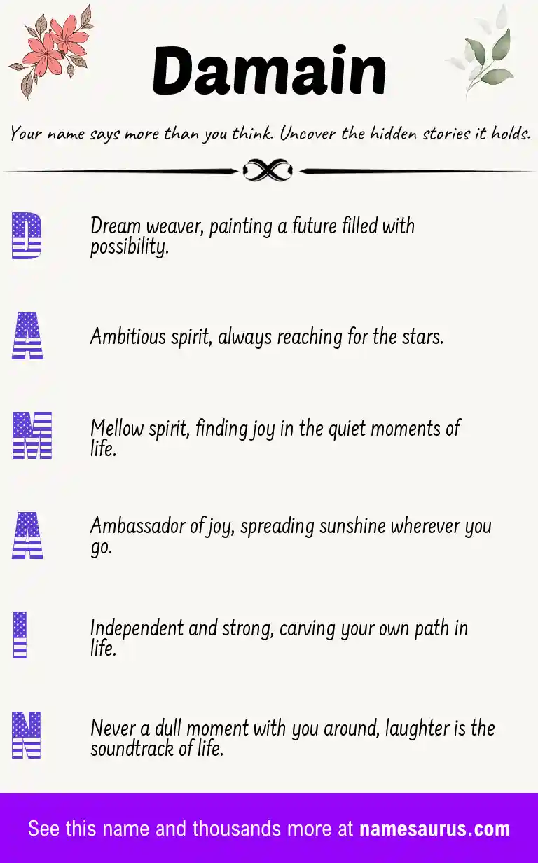 Acrostic poem about Damain.