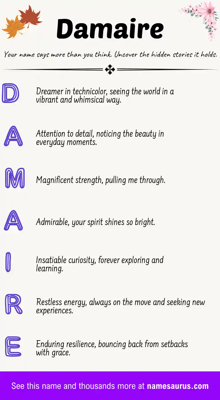 Acrostic poem about Damaire.