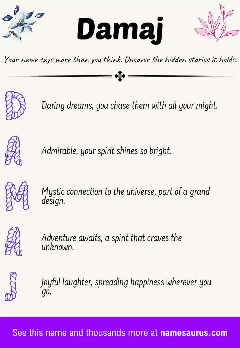Acrostic poem about Damaj.