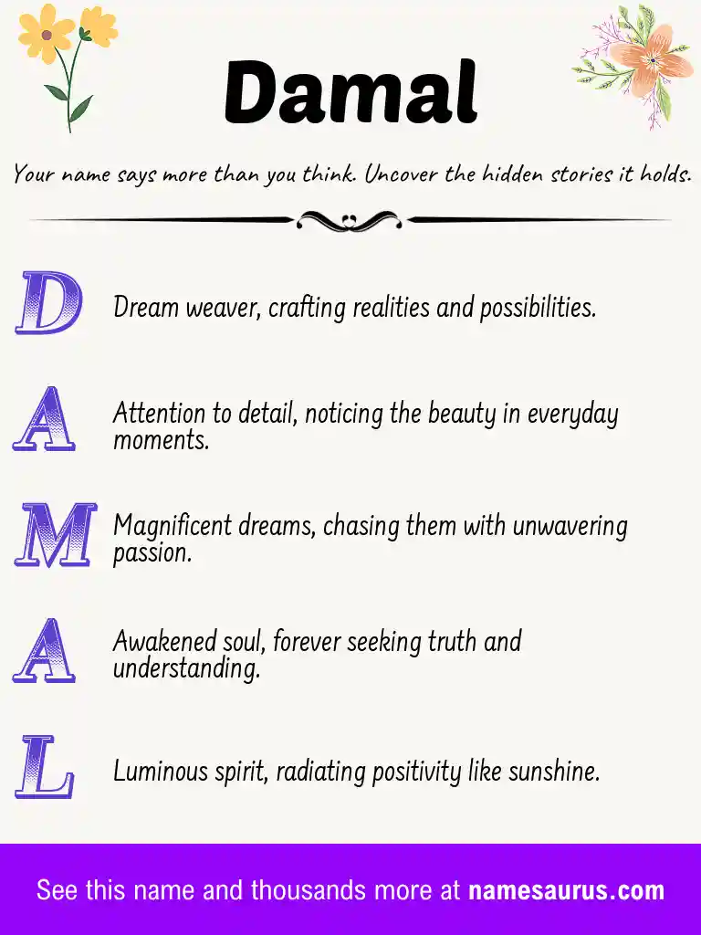 Acrostic poem about Damal.