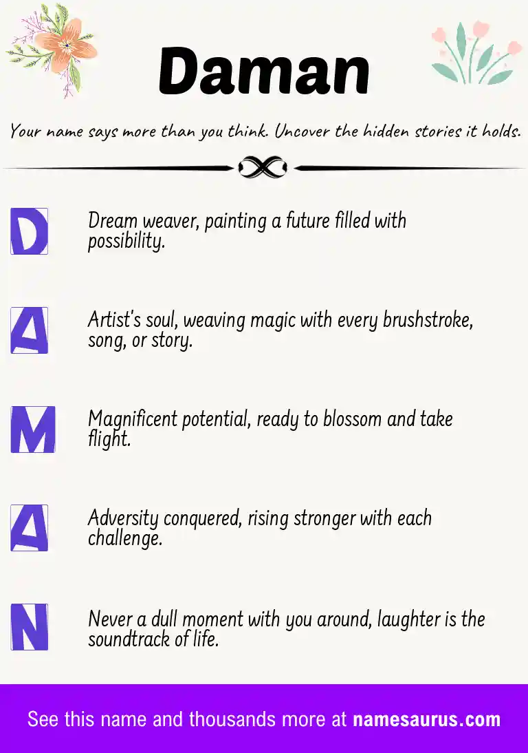 Acrostic poem about Daman.
