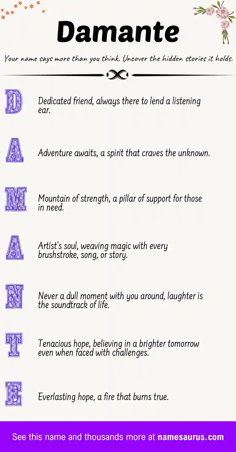 Acrostic poem about Damante.