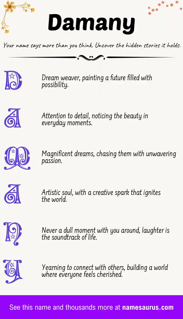 Acrostic poem about Damany.