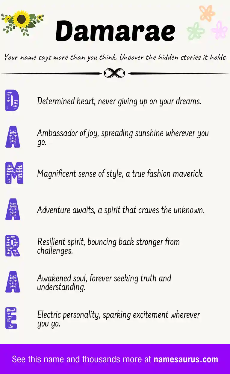 Acrostic poem about Damarae.
