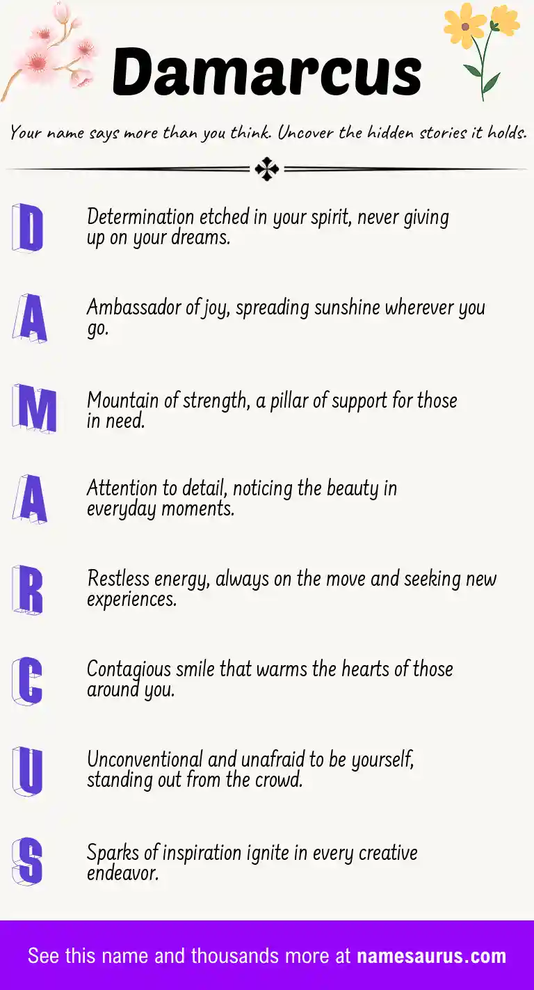 Acrostic poem about Damarcus.