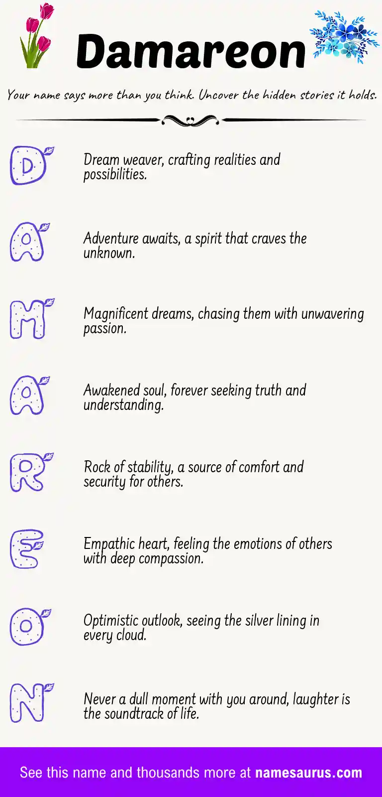 Acrostic poem about Damareon.