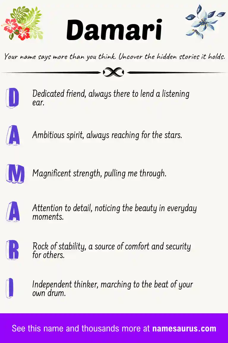 Acrostic poem about Damari.
