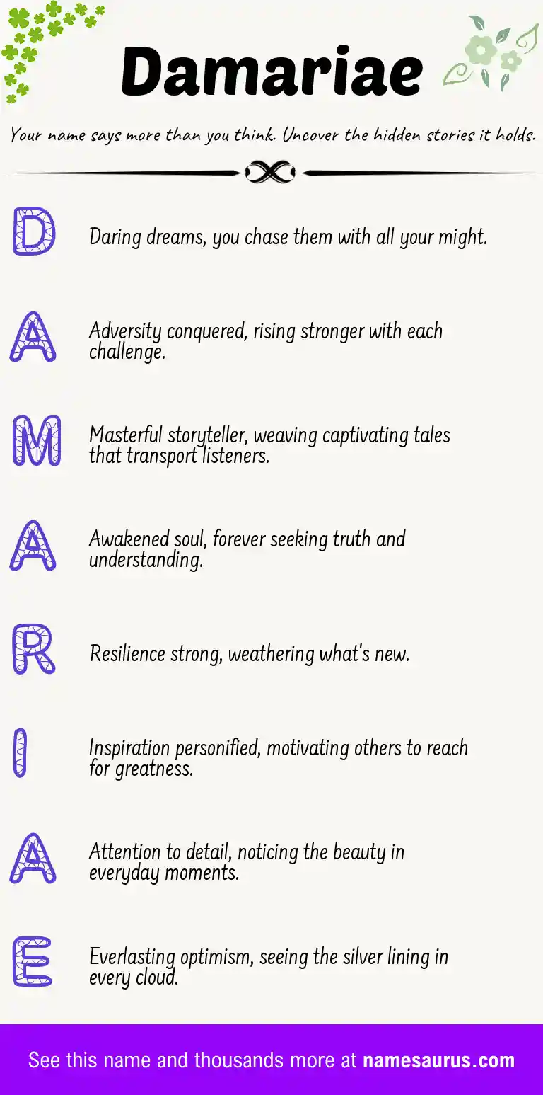 Acrostic poem about Damariae.
