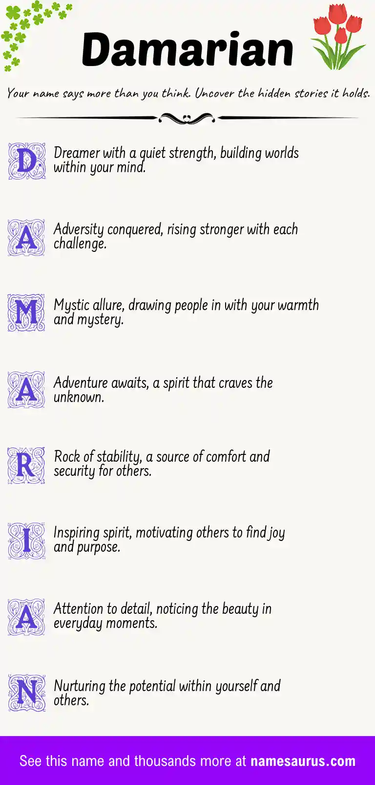 Acrostic poem about Damarian.