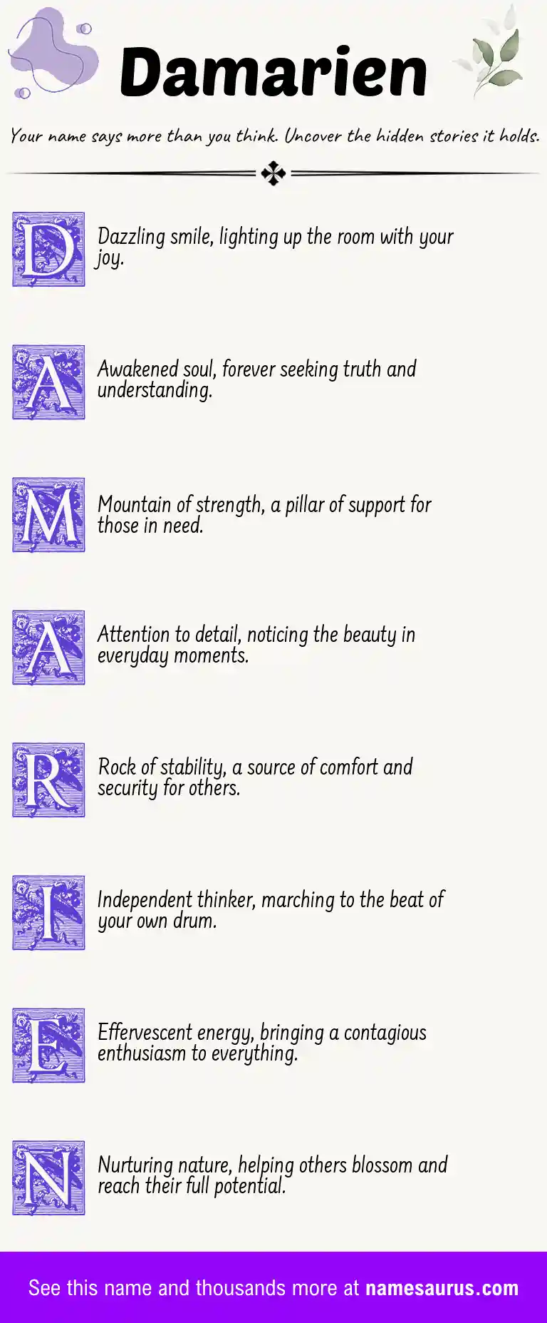 Acrostic poem about Damarien.