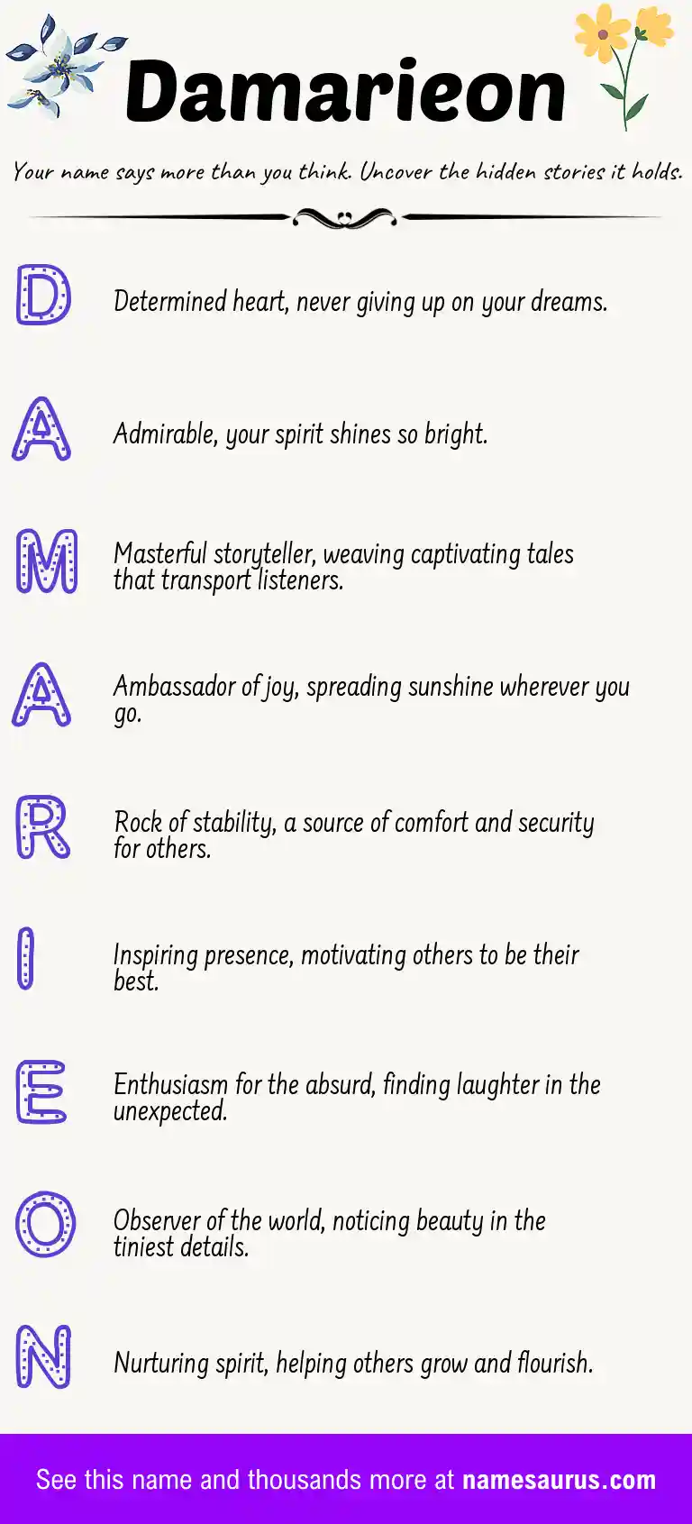 Acrostic poem about Damarieon.