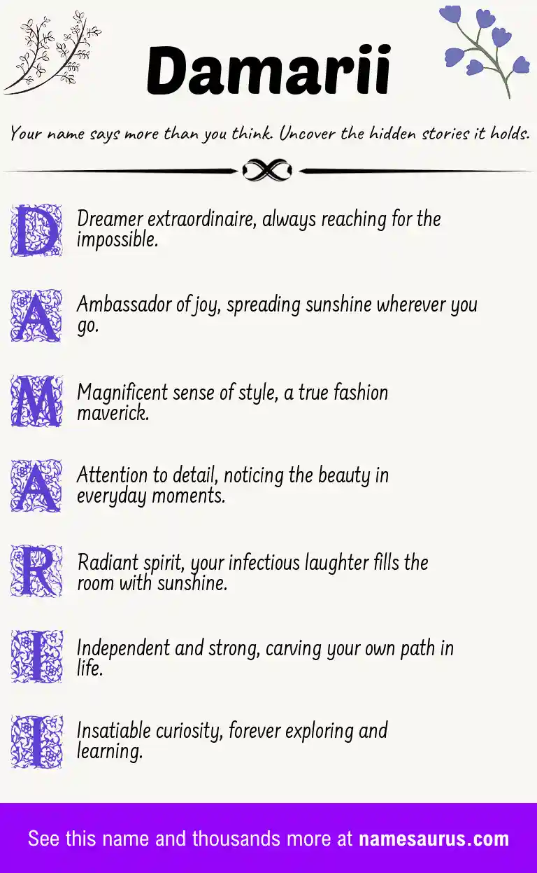 Acrostic poem about Damarii.