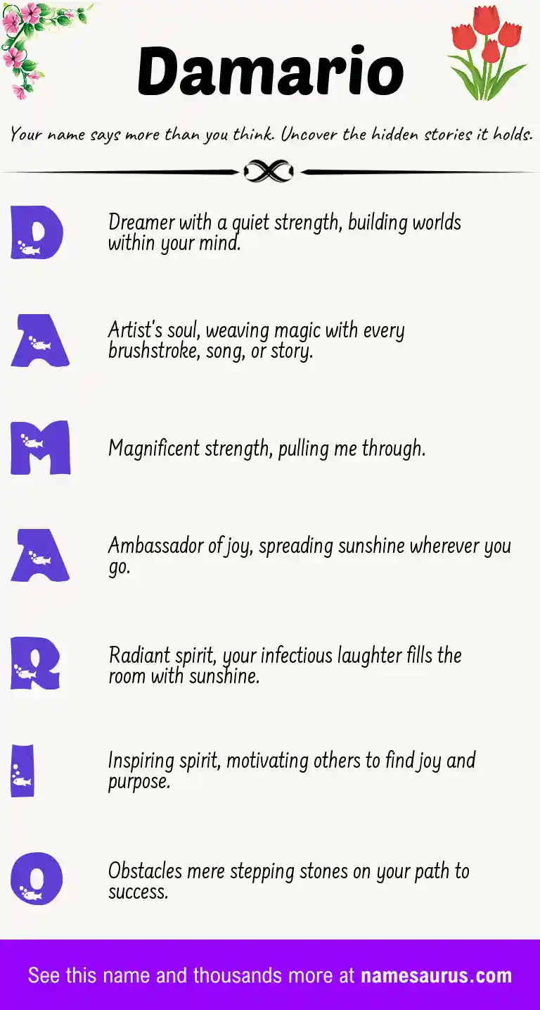 Acrostic poem about Damario.