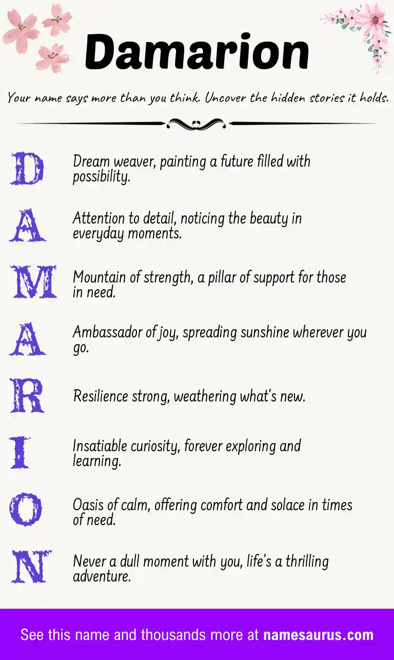 Acrostic poem about Damarion.
