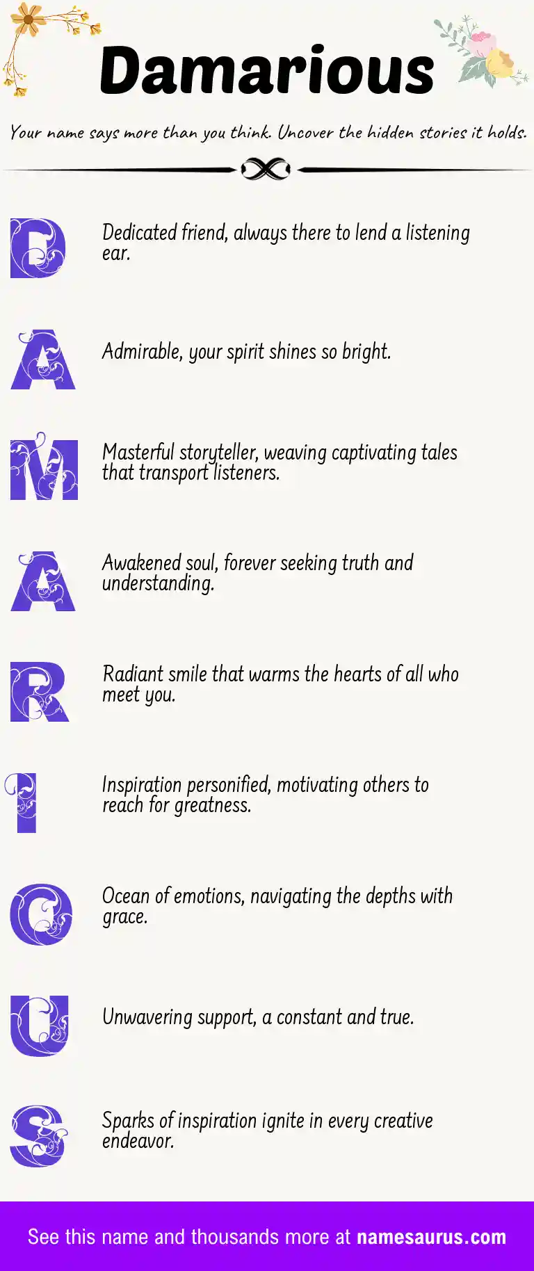 Acrostic poem about Damarious.