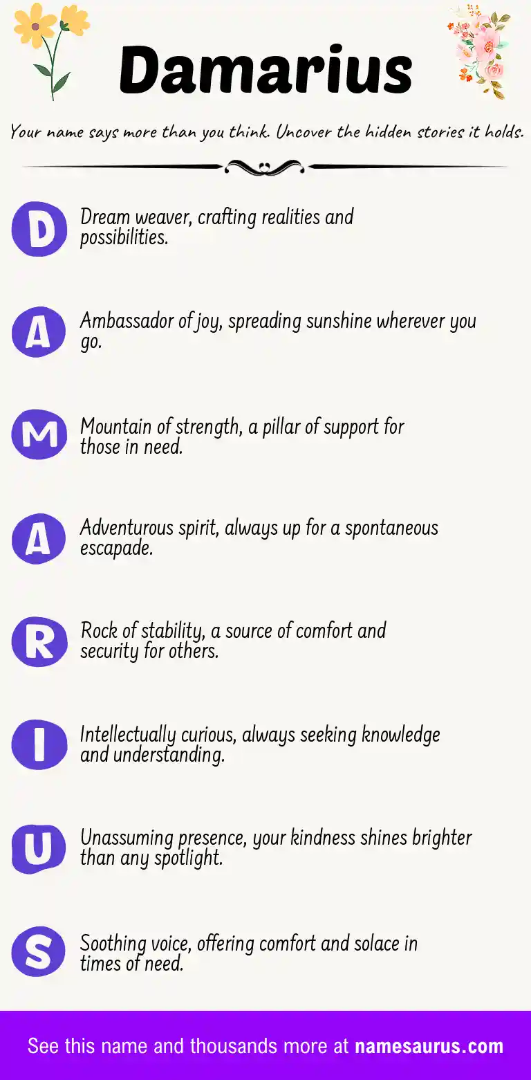 Acrostic poem about Damarius.