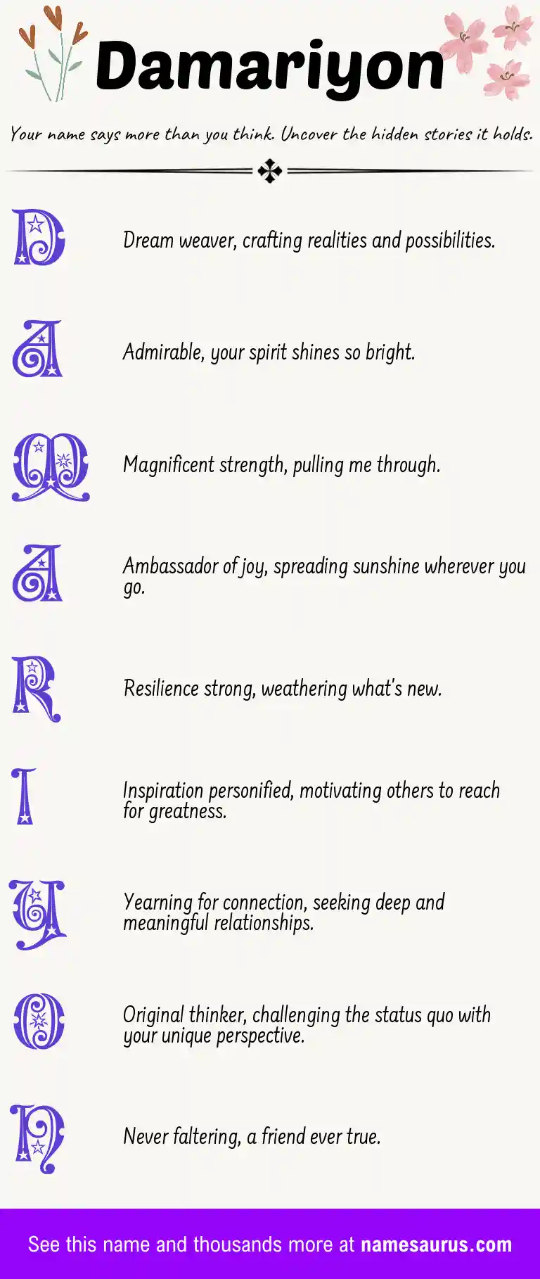Acrostic poem about Damariyon.