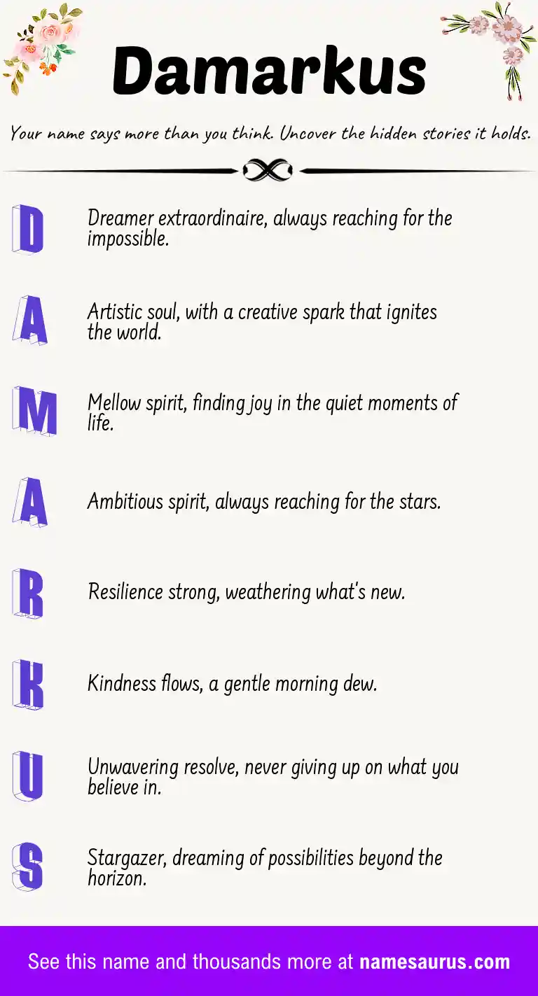 Acrostic poem about Damarkus.