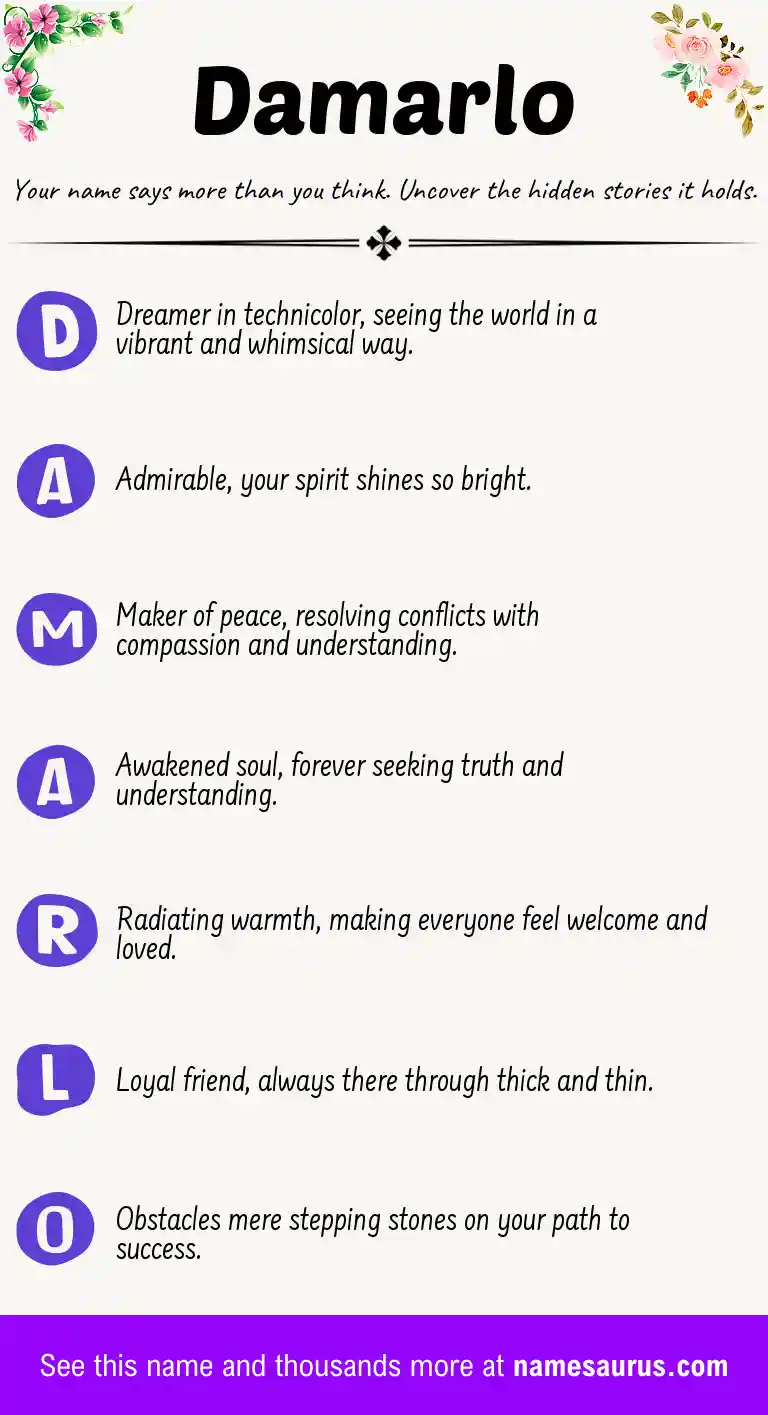 Acrostic poem about Damarlo.