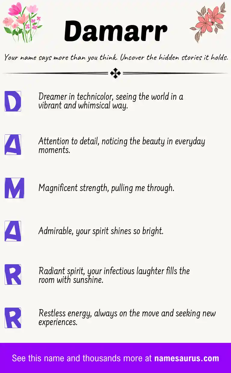 Acrostic poem about Damarr.