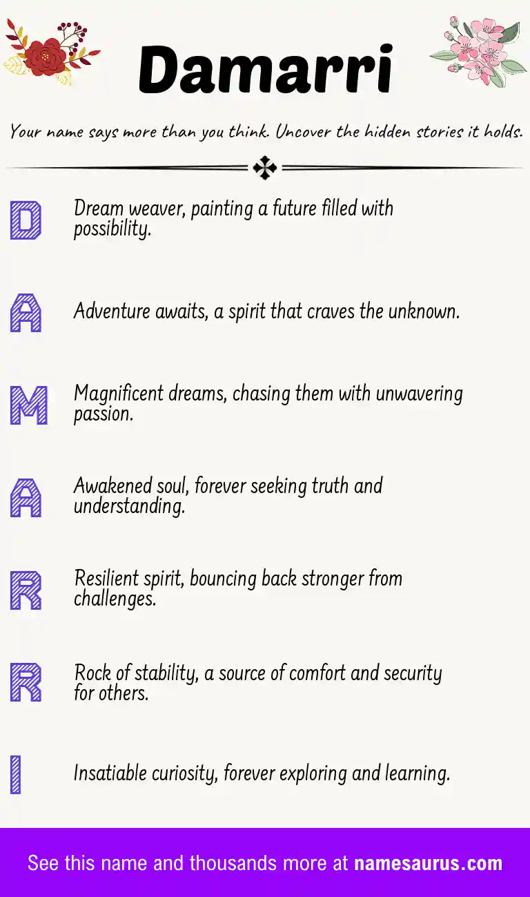 Acrostic poem about Damarri.