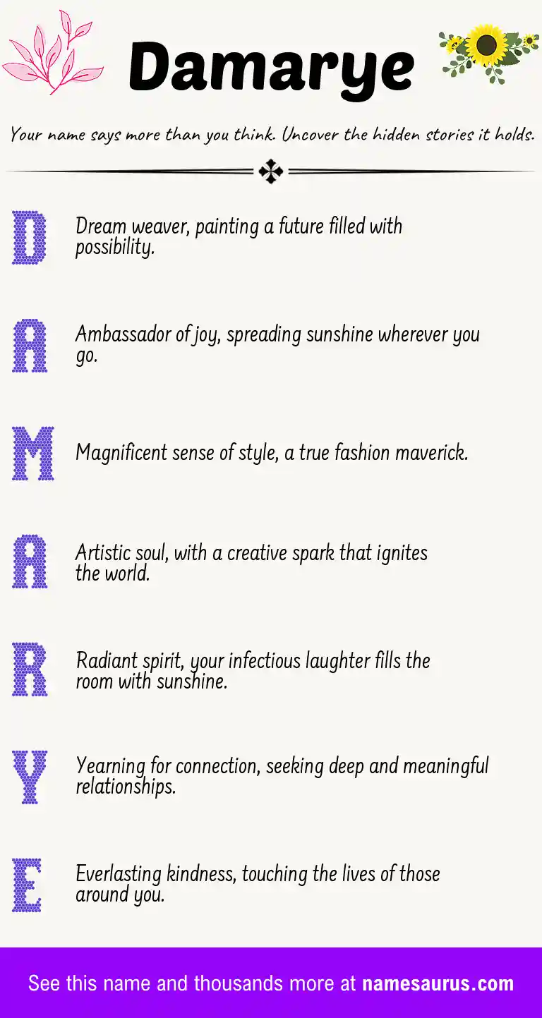 Acrostic poem about Damarye.