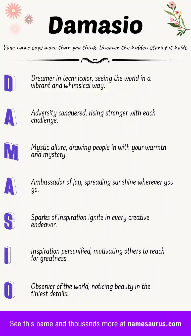 Acrostic poem about Damasio.