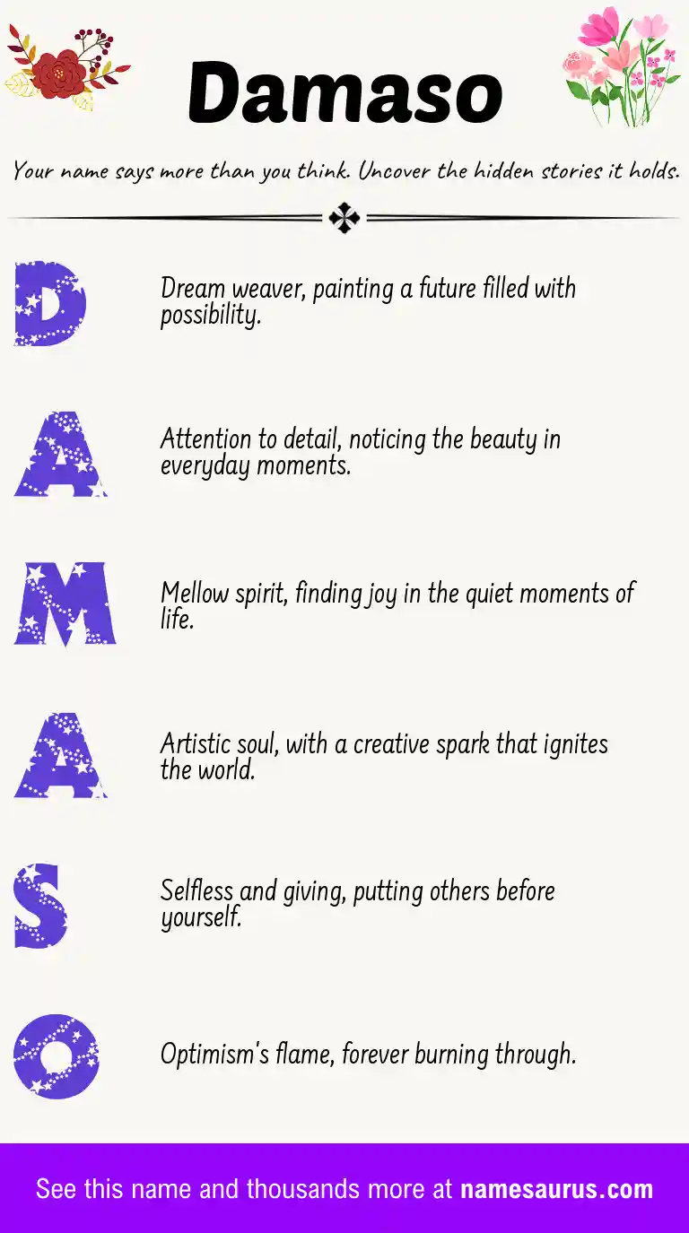 Acrostic poem about Damaso.