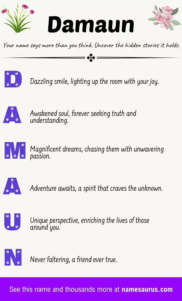 Acrostic poem about Damaun.