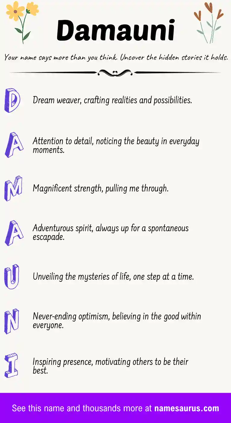 Acrostic poem about Damauni.