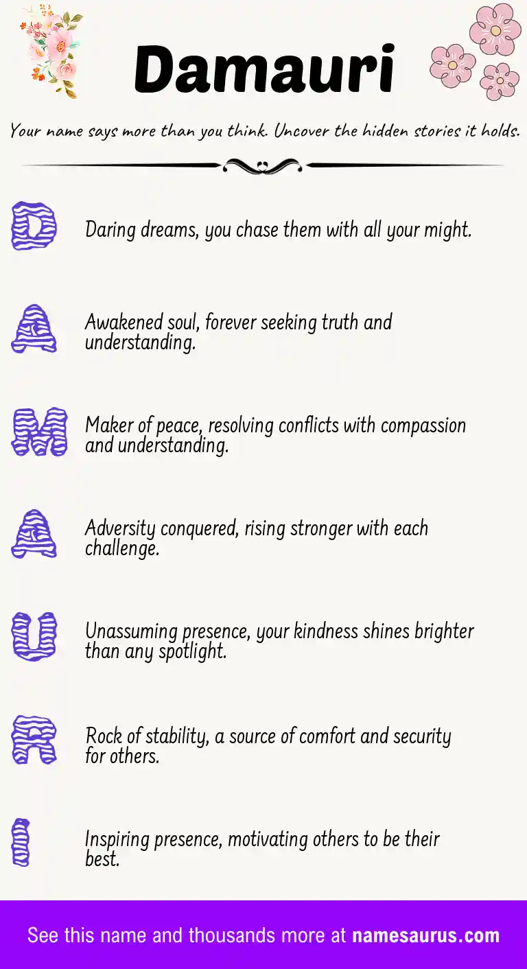 Acrostic poem about Damauri.