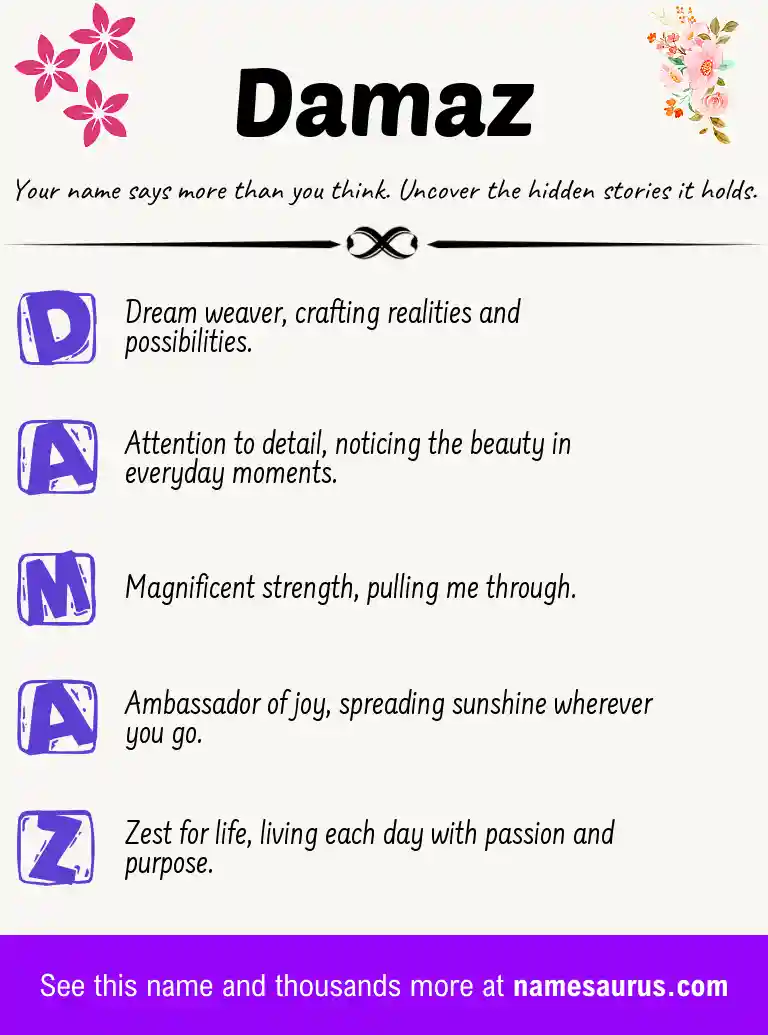 Acrostic poem about Damaz.