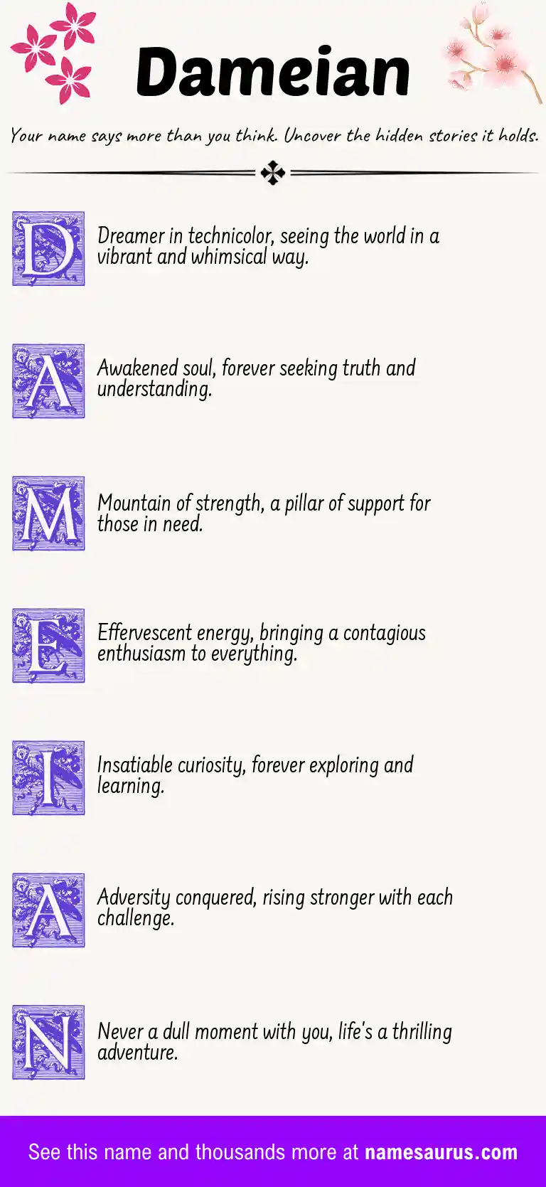 Acrostic poem about Dameian.