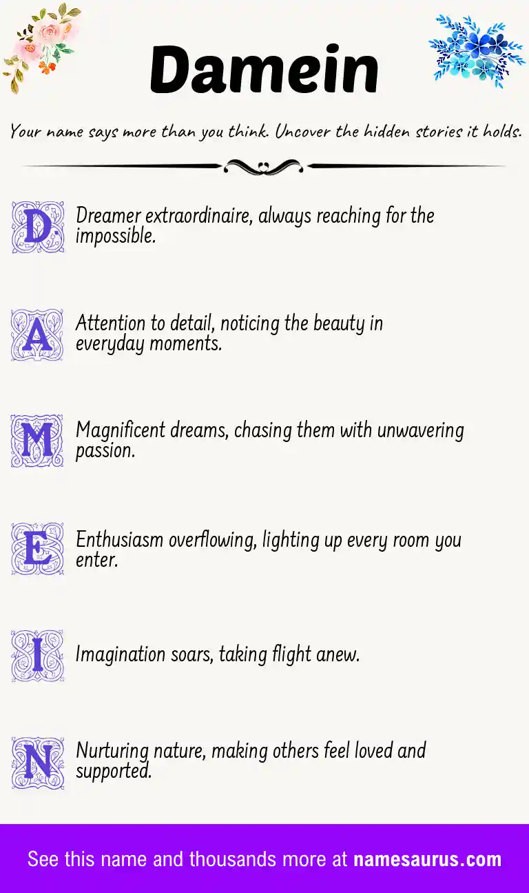 Acrostic poem about Damein.