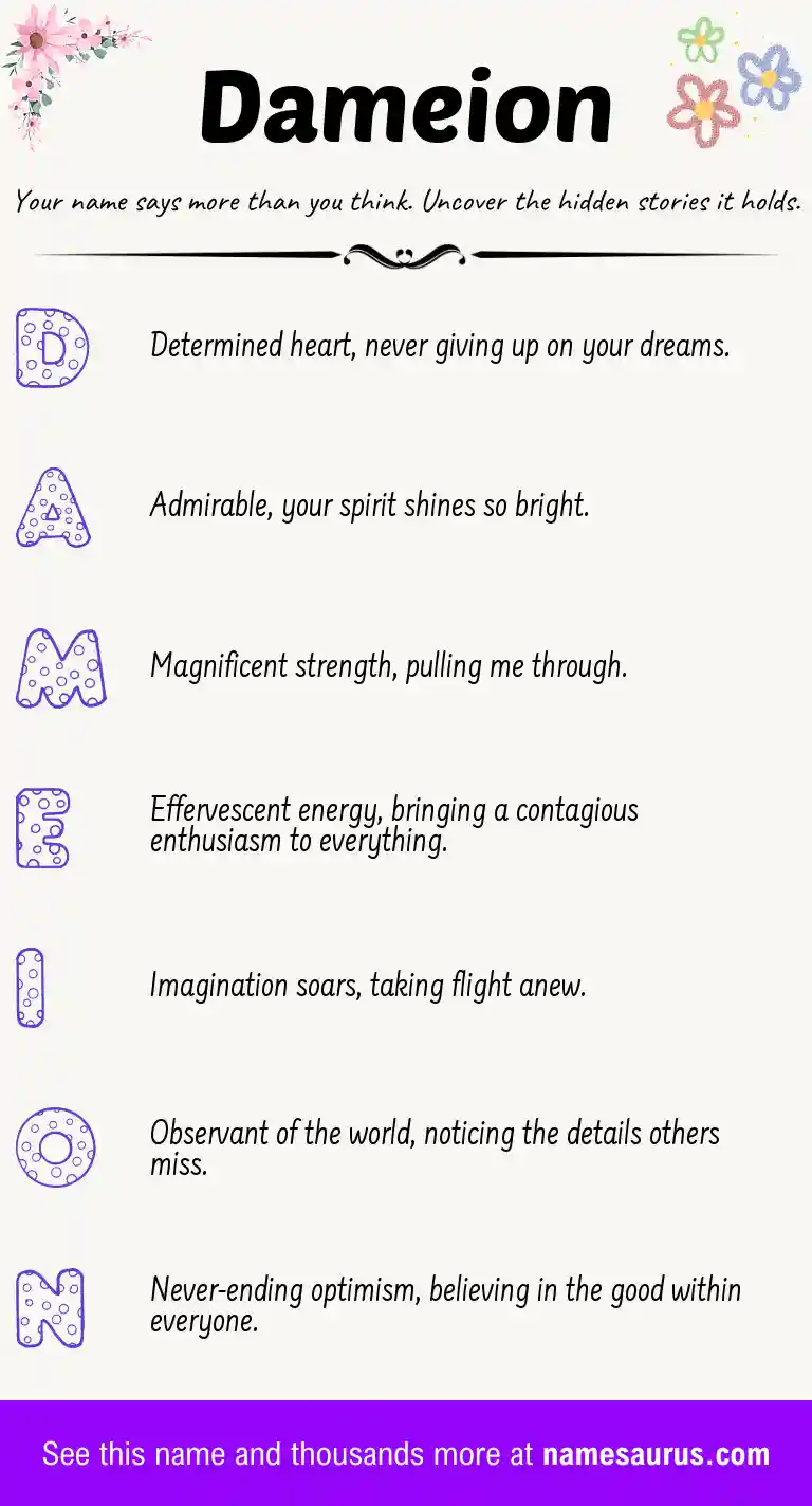 Acrostic poem about Dameion.