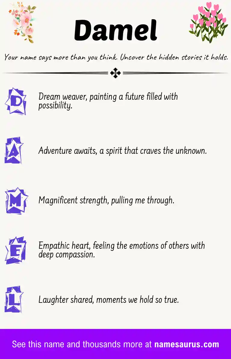 Acrostic poem about Damel.