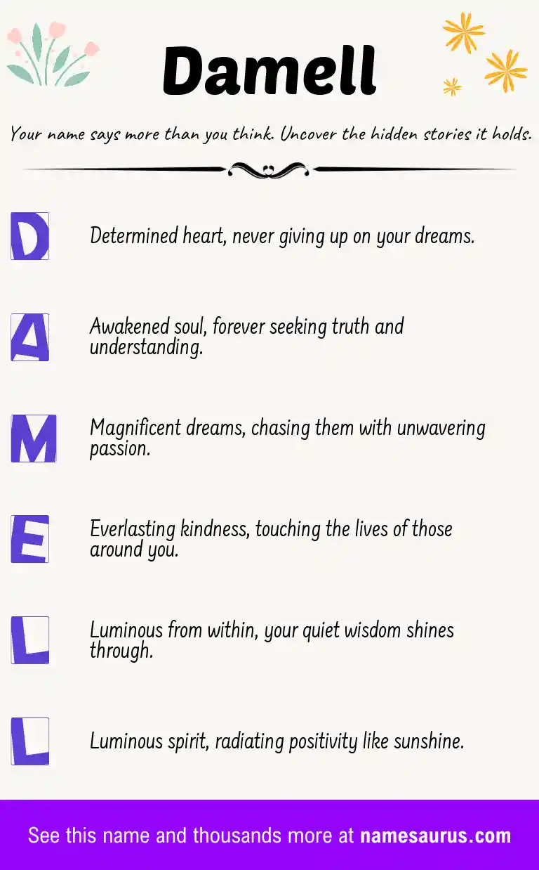 Acrostic poem about Damell.