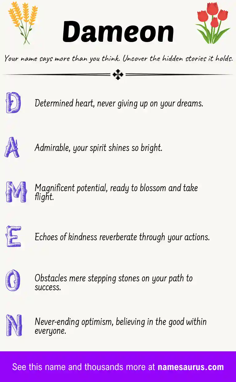 Acrostic poem about Dameon.